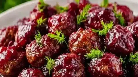 Quick Christmas cranberry meatballs recipe for a high-protein holiday appetizer.
