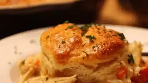 Delicious chicken pot pie topped with Red Lobster's signature biscuits