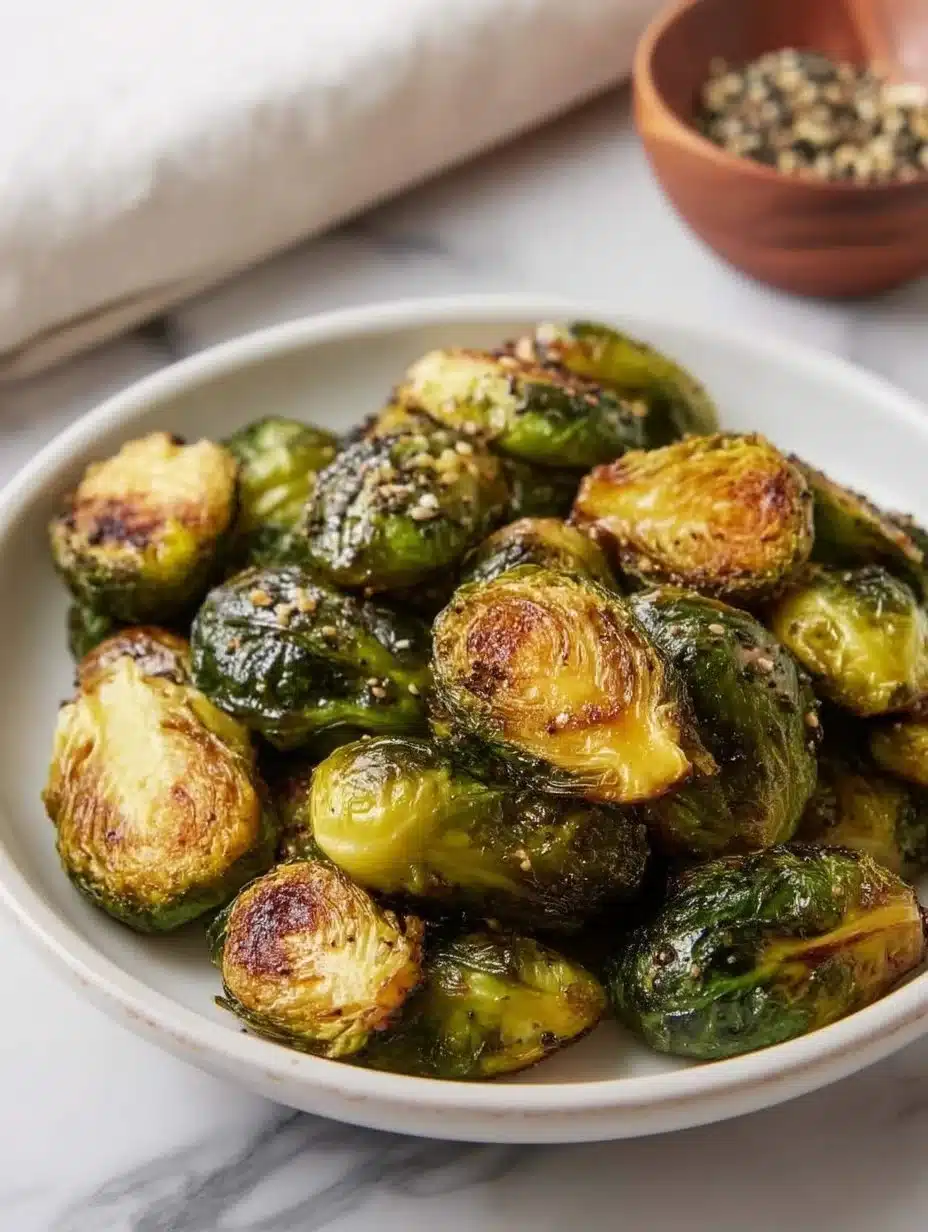 Delicious roasted Brussels sprouts served in a bowl