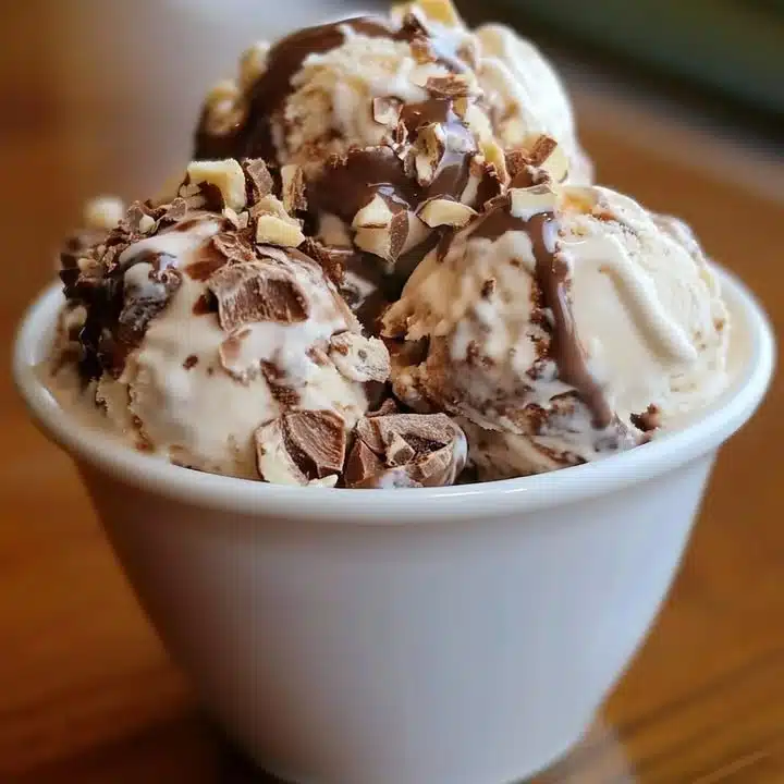 Delicious Rocky Road Ice Cream with marshmallows and nuts