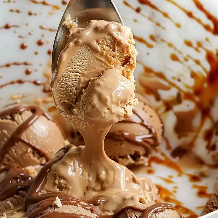 Delicious no churn salted caramel ice cream topped with sea salt