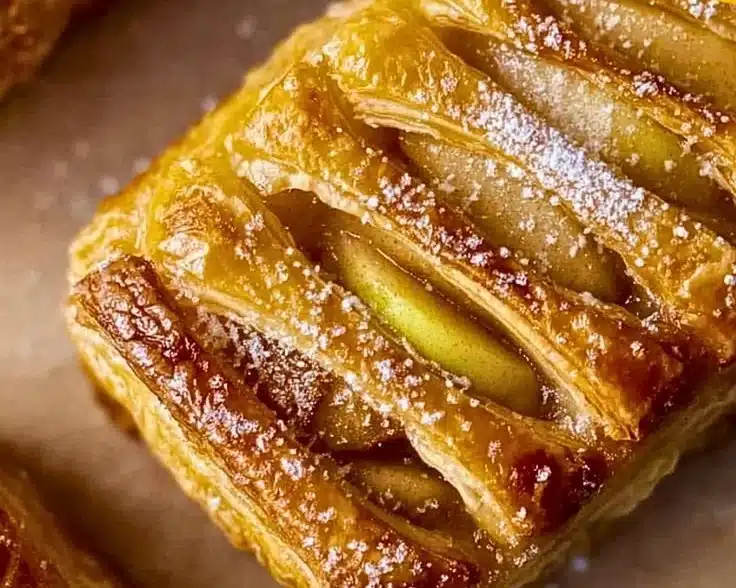 Freshly baked simple apple puff pastries with a golden flaky crust