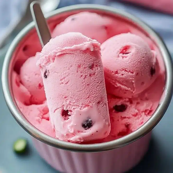 Delicious watermelon ice cream in a bowl, ideal summer dessert.