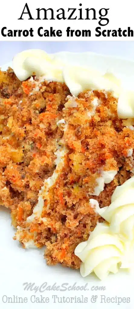 Delicious homemade carrot cake topped with cream cheese frosting