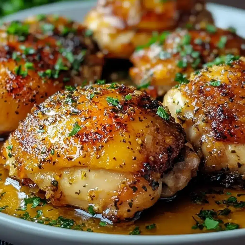 Delicious baked chicken thighs garnished with herbs and spices