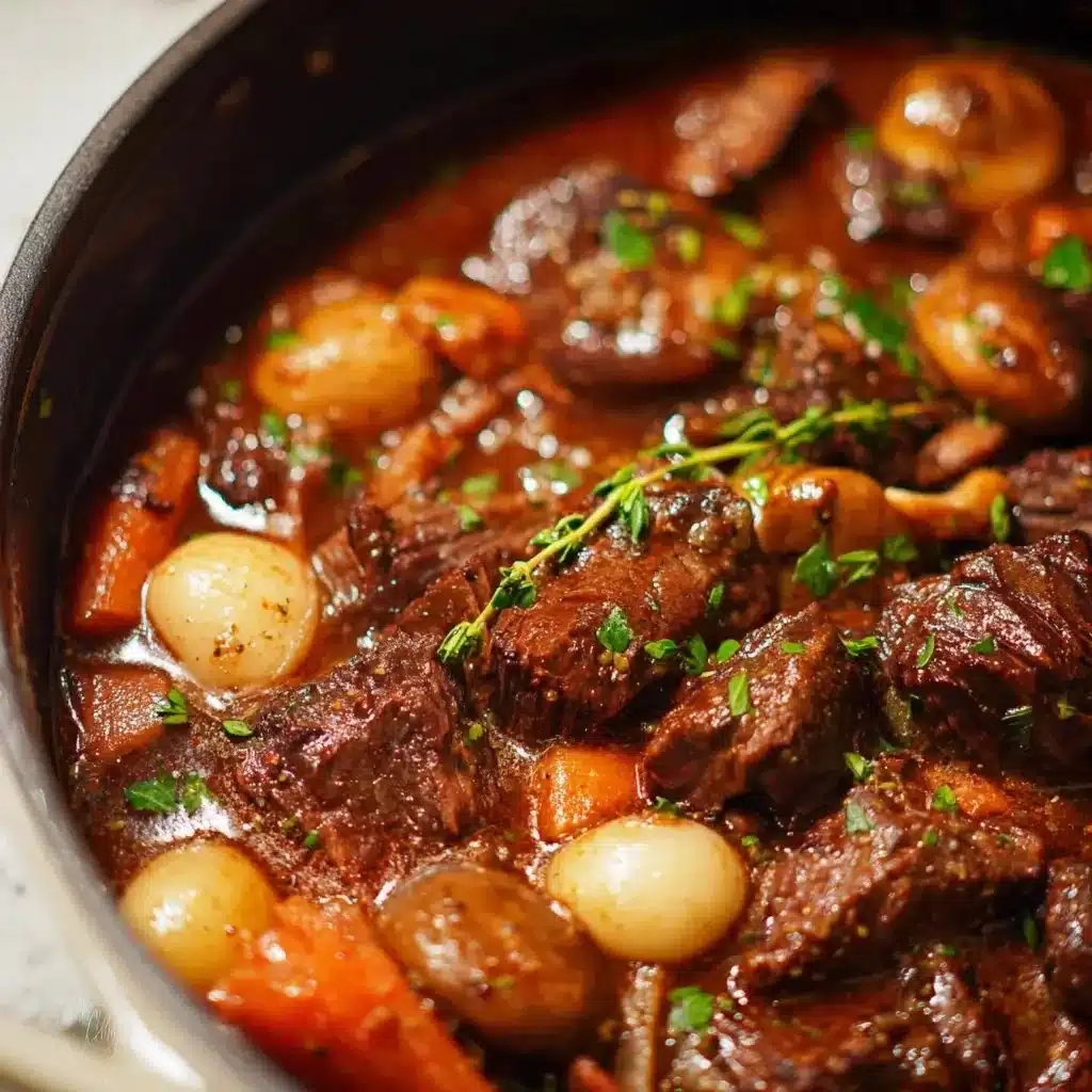 Classic Beef Bourguignon recipe inspired by Julia Child's cooking techniques.