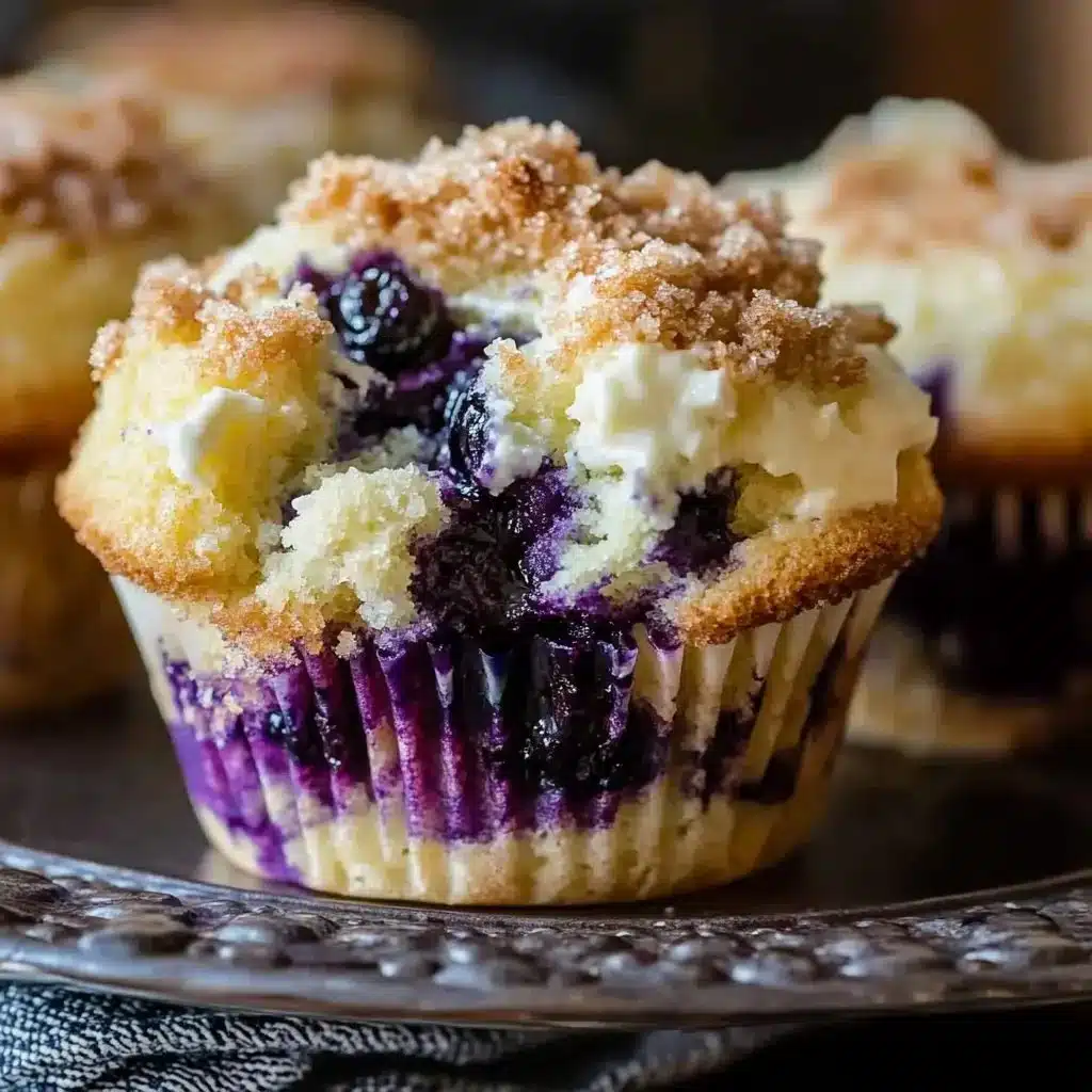 Delicious blueberry cream cheese muffins fresh out of the oven