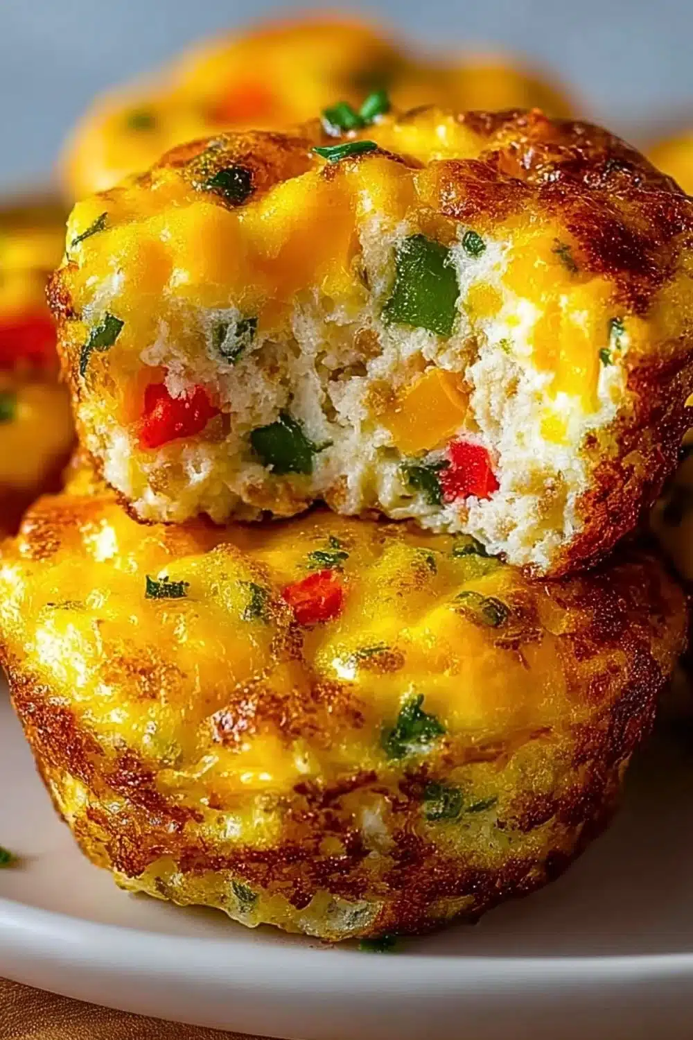 Cheesy protein egg muffins baked in a muffin tin, perfect for a healthy breakfast.