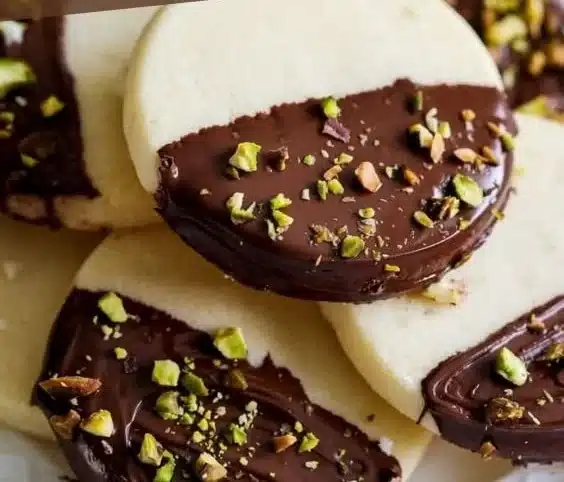 Classic shortbread cookies on a plate, freshly baked and golden brown