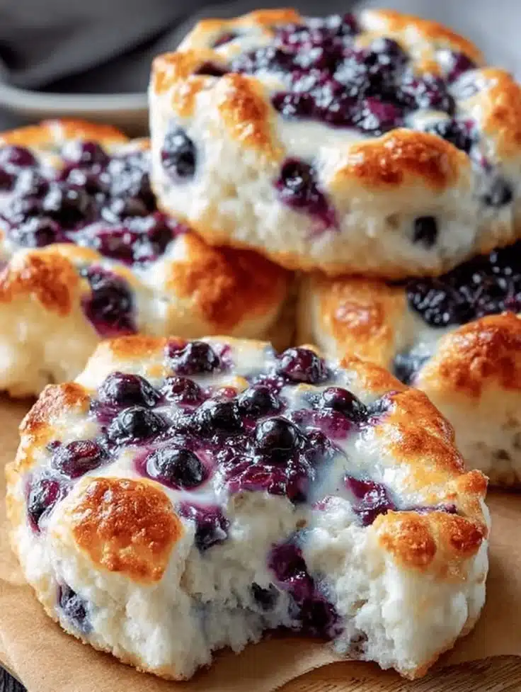 Cottage Cheese Blueberry Cloud Bread fresh out of the oven