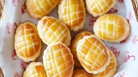 Freshly baked pineapple tarts on a plate, perfect for dessert lovers.