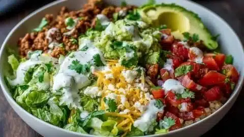 Easy low carb burrito bowl, protein-packed breakfast ready in 25 minutes