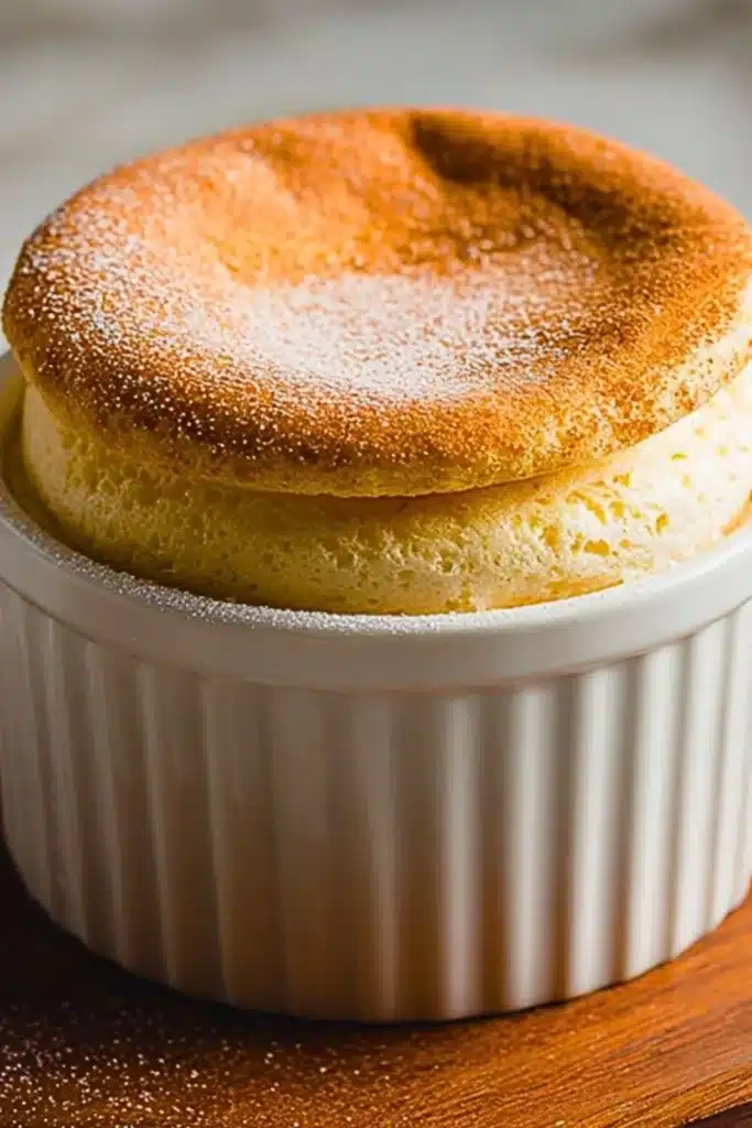 Delicious Eggnog Soufflé garnished with holiday spices for a festive touch