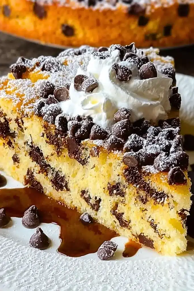 Italian chocolate chip ricotta cake with chocolate chips on top