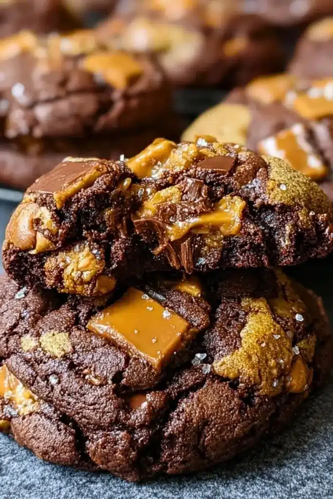 Delicious Levain Bakery chocolate toffee cookies with chocolate chunks and toffee bits.