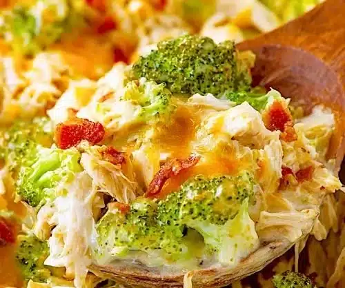 Low carb chicken casserole with vegetables in a baking dish