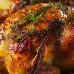 Maple glazed Cornish hen oven roasted to golden perfection