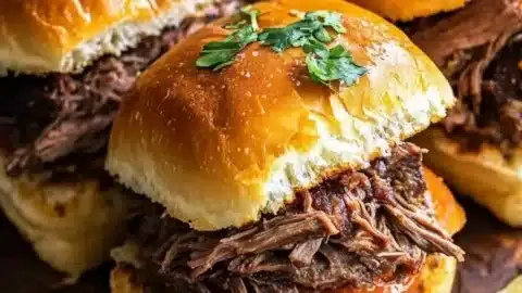 Delicious Mississippi pot roast sliders served on a platter