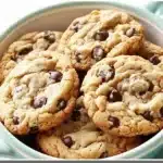 Delicious big and chewy chocolate chip cookies fresh out of the oven
