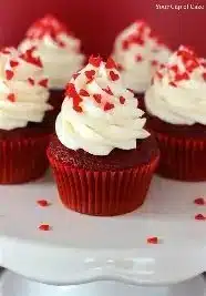Delicious homemade red velvet cupcakes with cream cheese frosting