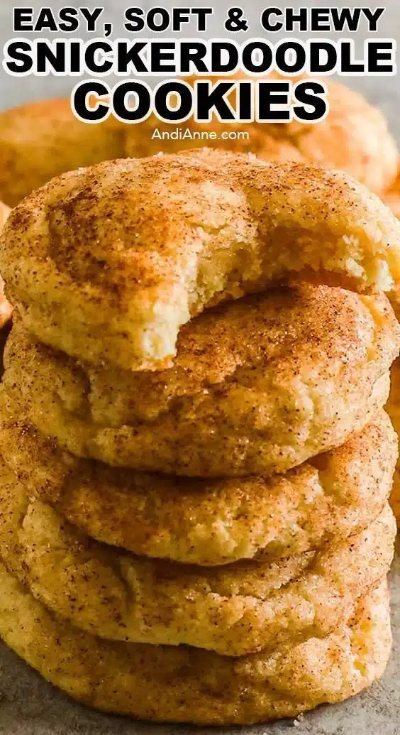 Delicious homemade Snickerdoodle Cookies garnished with cinnamon sugar