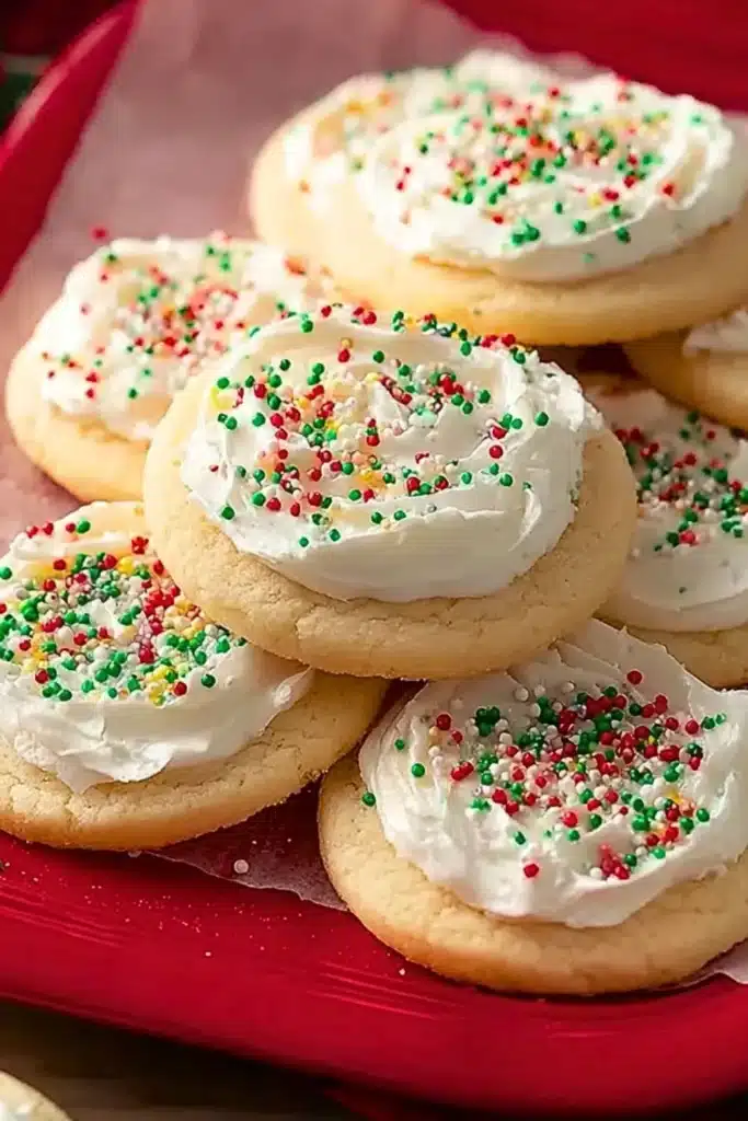 Delicious sour cream sugar cookies on a decorative plate