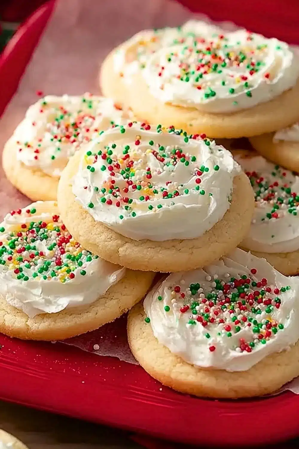 Delicious sour cream sugar cookies on a decorative plate