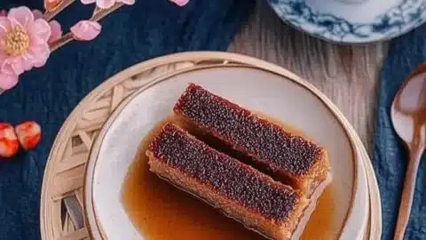 Sweet Sticky Rice Cake (Nian Gao) with ginger for a unique flavor twist