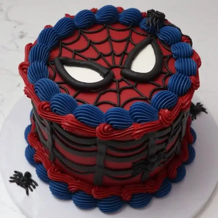 Vintage Spider-Man Cake design featuring a classic superhero theme