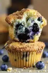 Freshly baked blueberry muffins in a cupcake holder