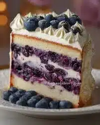 Delicious Blueberry Sour Cream Bundt Cake on a plate with fresh blueberries