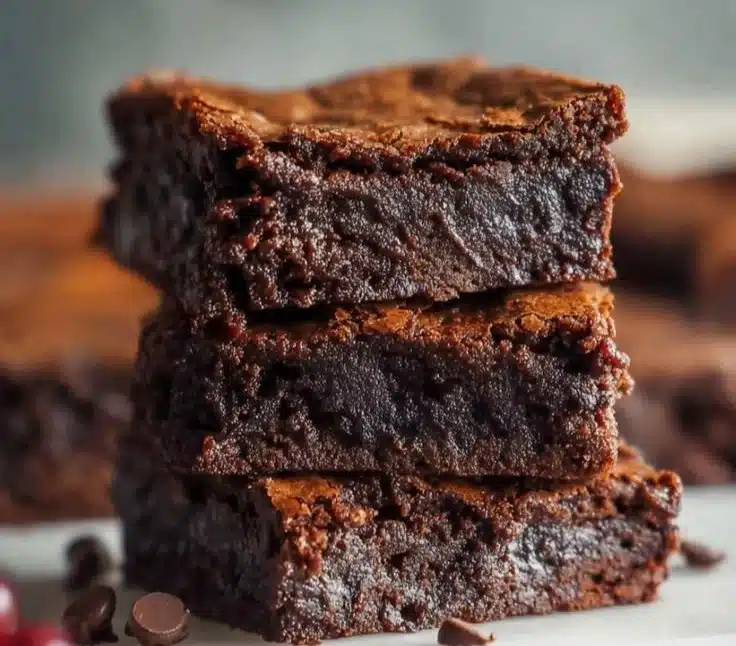 Delicious cottage cheese brownies topped with chocolate drizzle