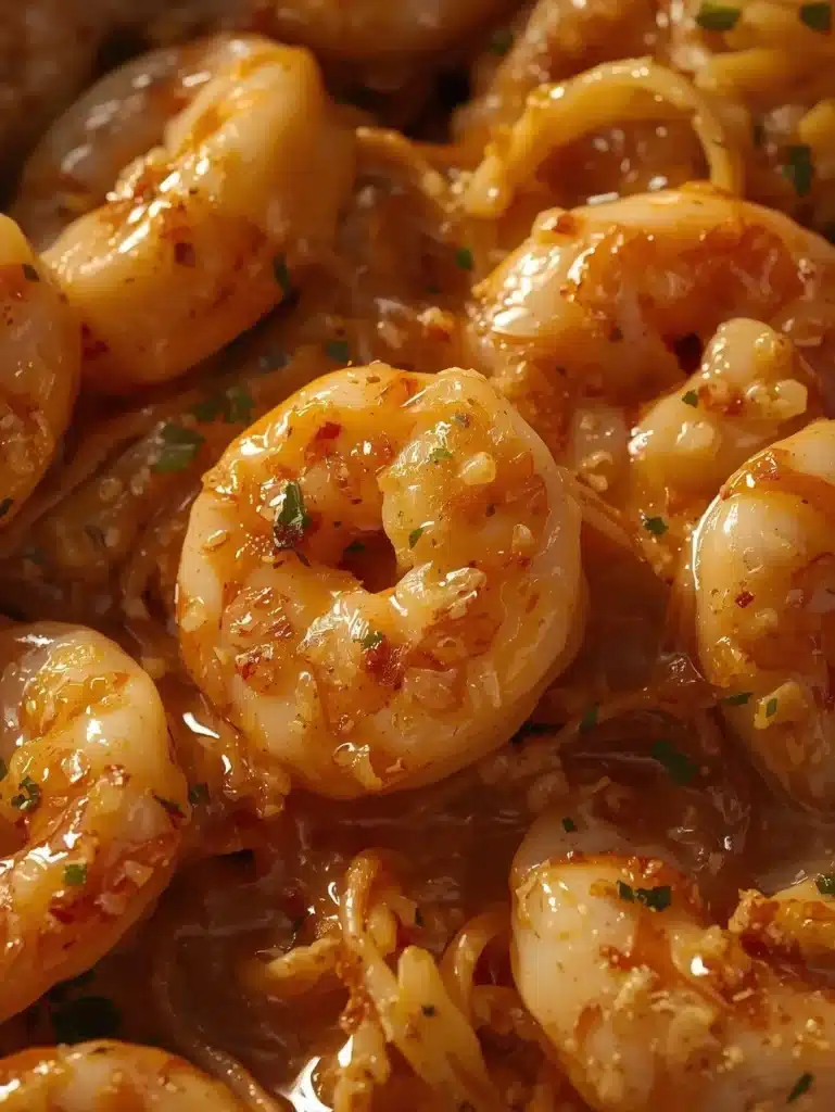 Creamy Cajun shrimp pasta with spices and herbs in a bowl
