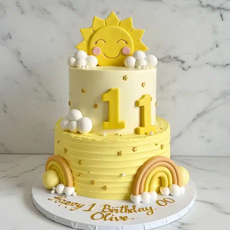 Delicious custom-made birthday cake with colorful frosting and decorations