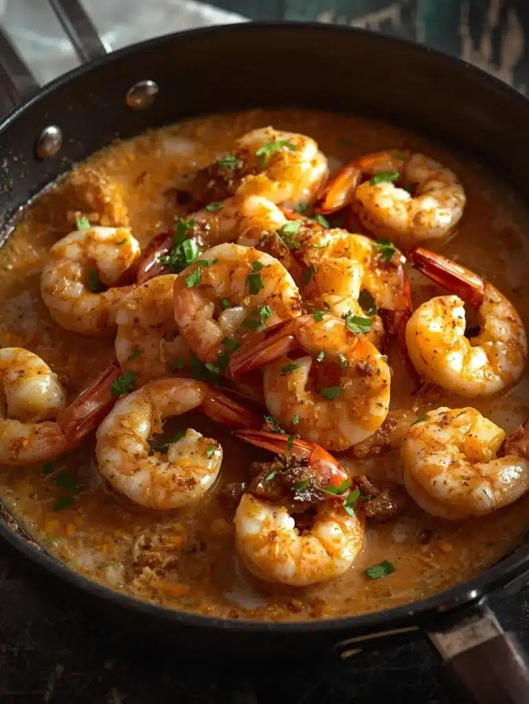 Delicious easy creamy garlic shrimp dish with a rich sauce and fresh herbs