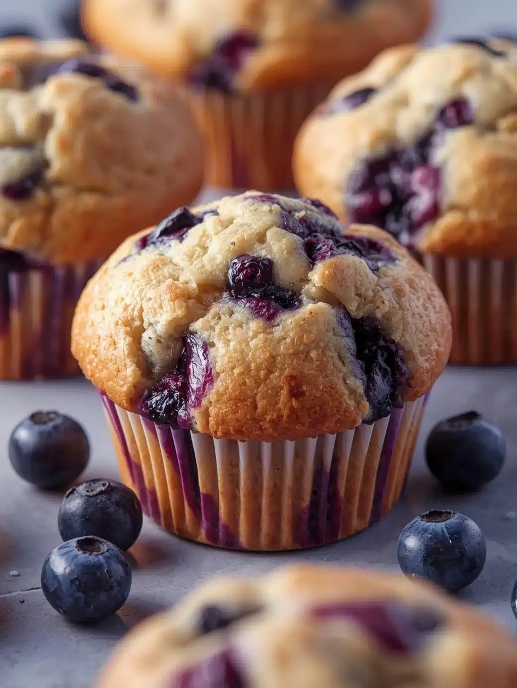 Extra big blueberry muffins fresh out of the oven