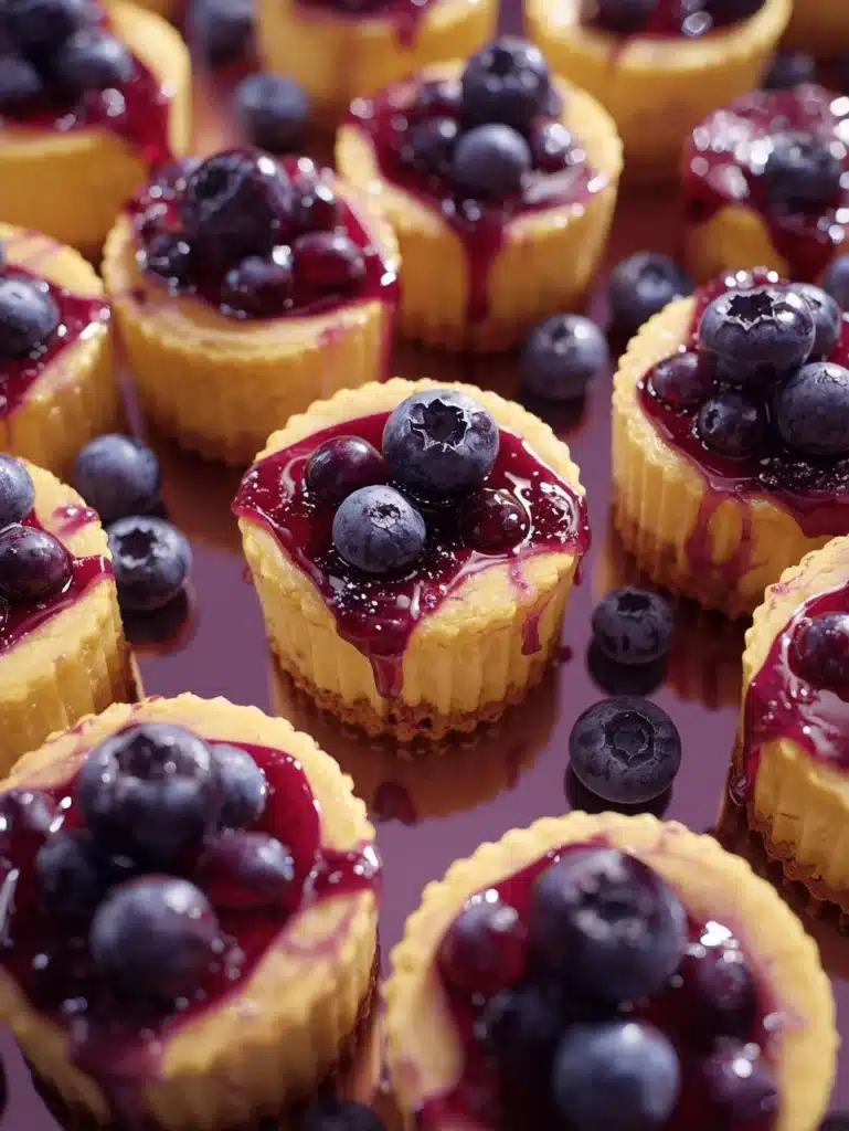 Healthy mini lemon blueberry cheesecakes on a serving plate
