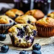 Hearty blueberry protein muffins baked with fresh blueberries and protein-rich ingredients