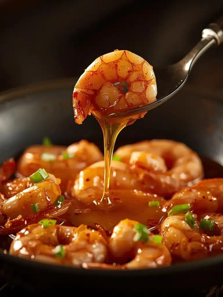High-protein honey garlic shrimp served with fresh vegetables