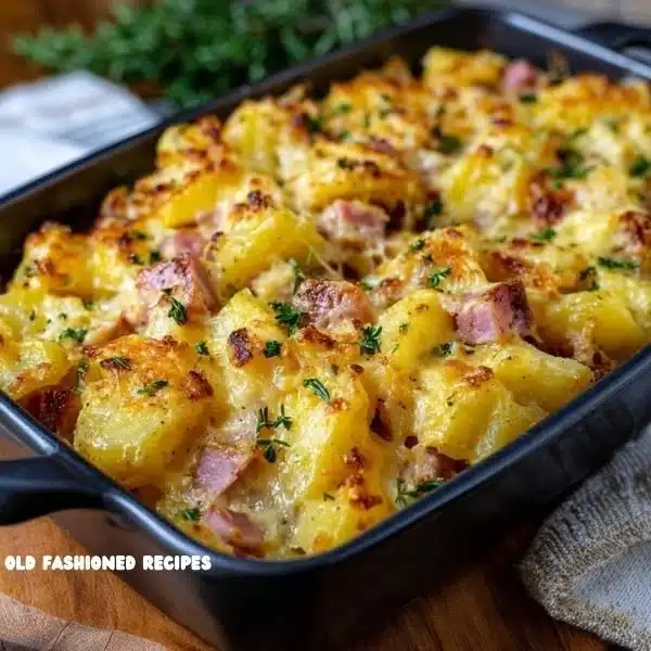 Loaded Twice Baked Potato Casserole with cheese, bacon, and green onions