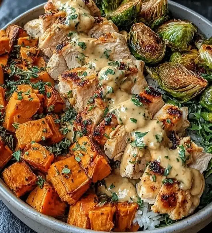 Maple Dijon Chicken Sweet Potato Bowls - a delicious and nutritious meal