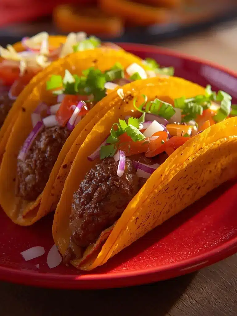 Delicious smash burger tacos served with toppings and sauces.