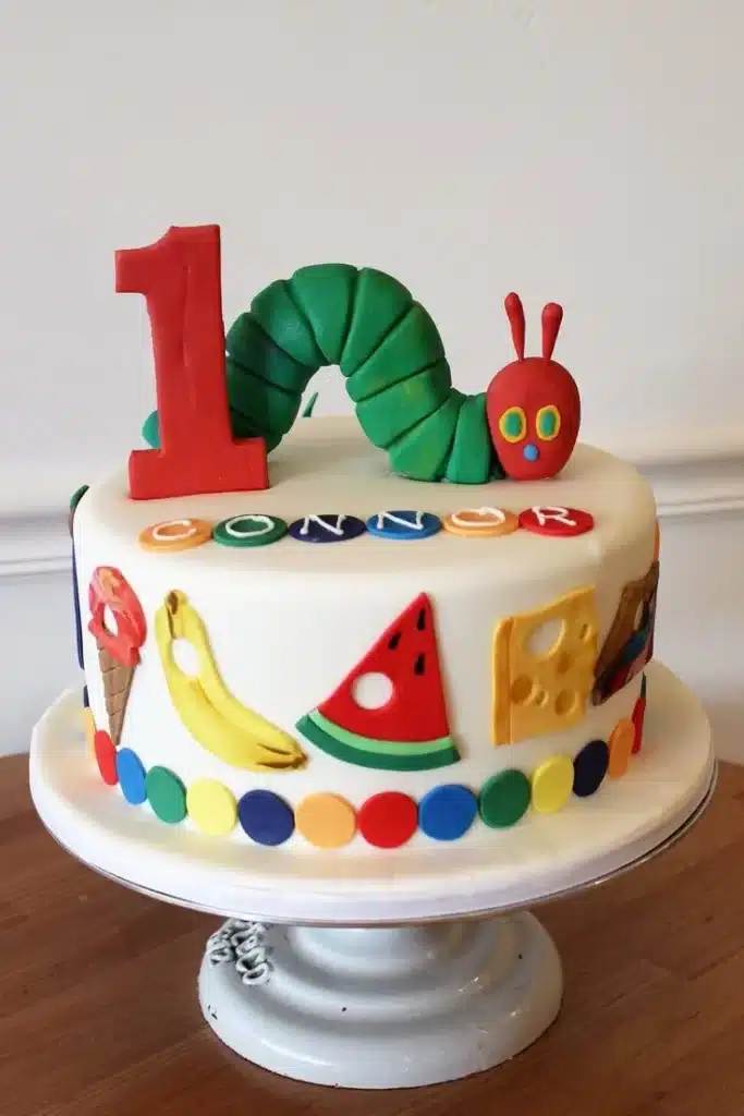 Very Hungry Caterpillar custom cake for children's birthday celebration