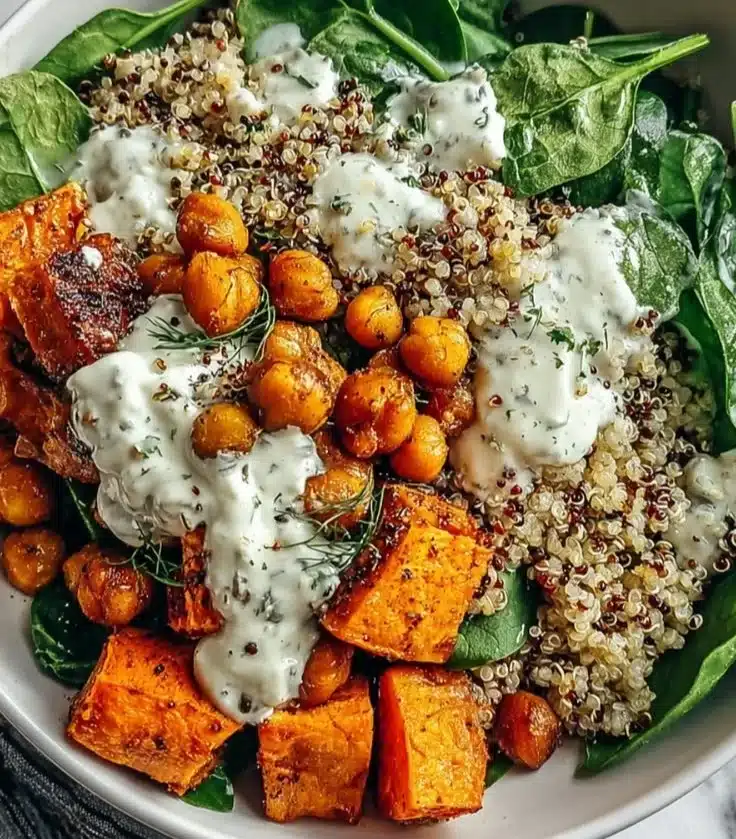 A vibrant Anti-Inflammatory Glow Bowl filled with fresh vegetables and grains.