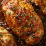 Dish of Greek chicken marinated with herbs and spices for grilling