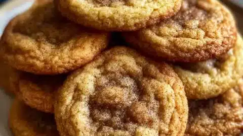Freshly baked banana bread cookies on a wooden table
