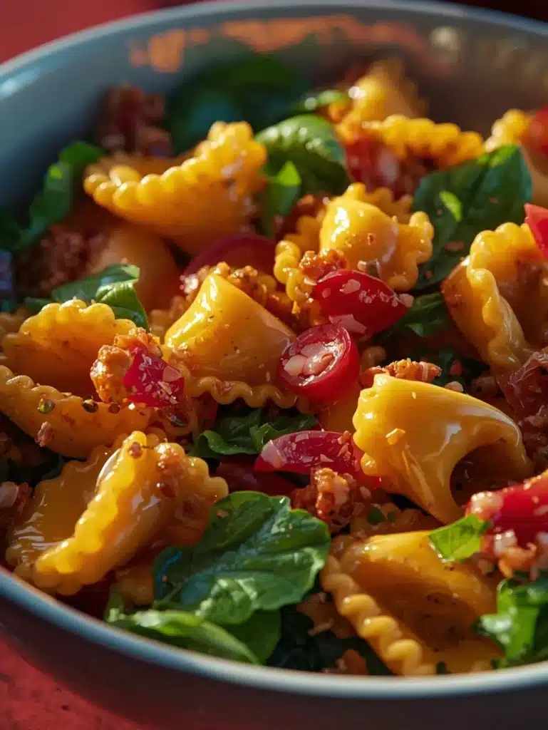 Delicious Grinder Tortellini Salad with fresh vegetables and herbs
