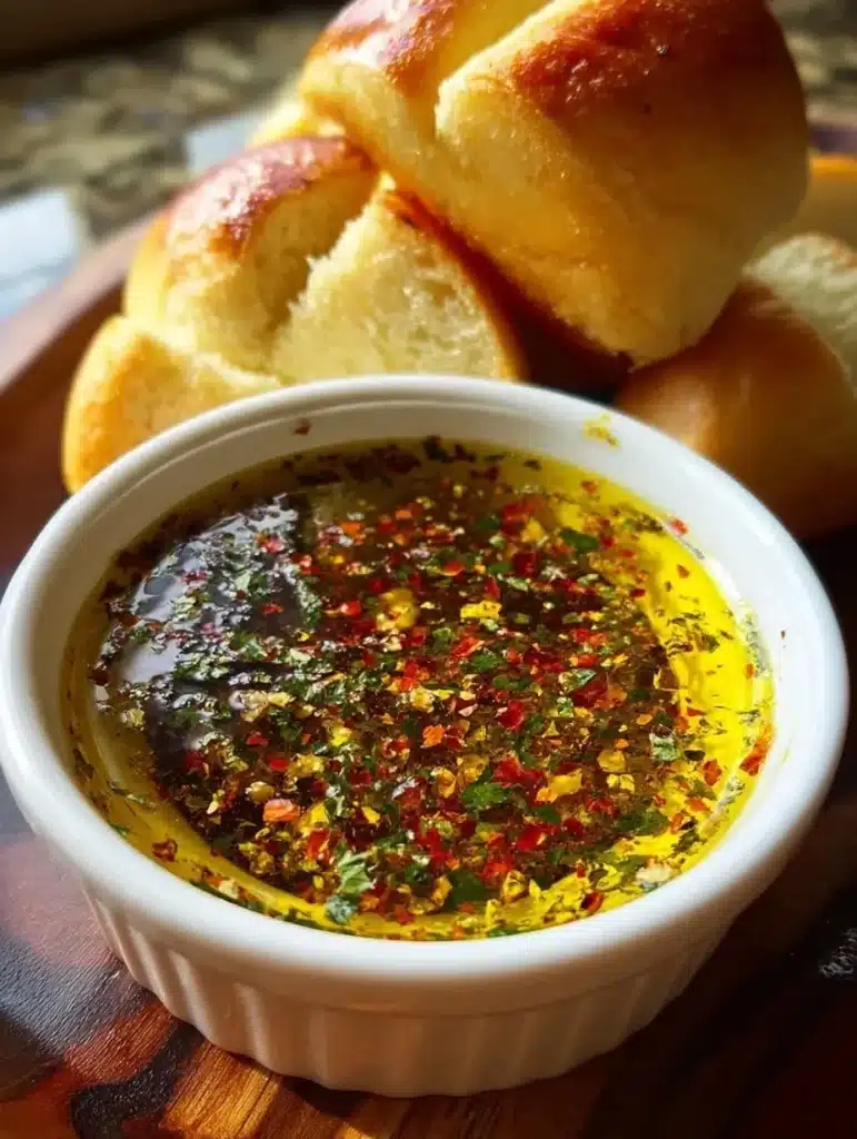 Delicious Carrabba's bread dipping oil served with fresh bread.