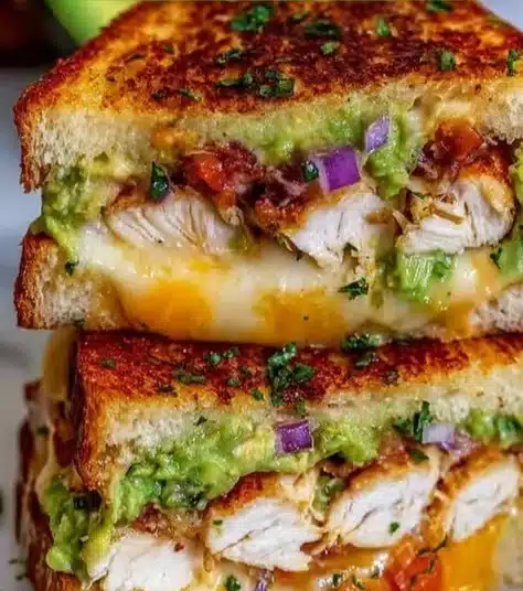 Delicious Chicken Avocado Melt Sandwich with grilled chicken and avocado