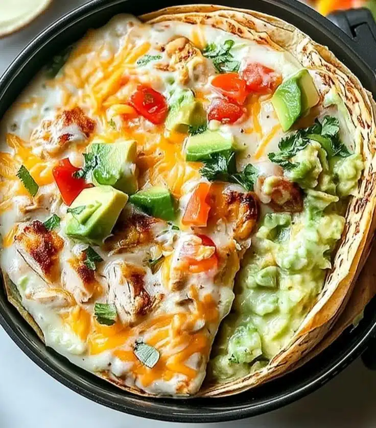 Delicious Chicken Avocado Ranch Burritos with fresh ingredients
